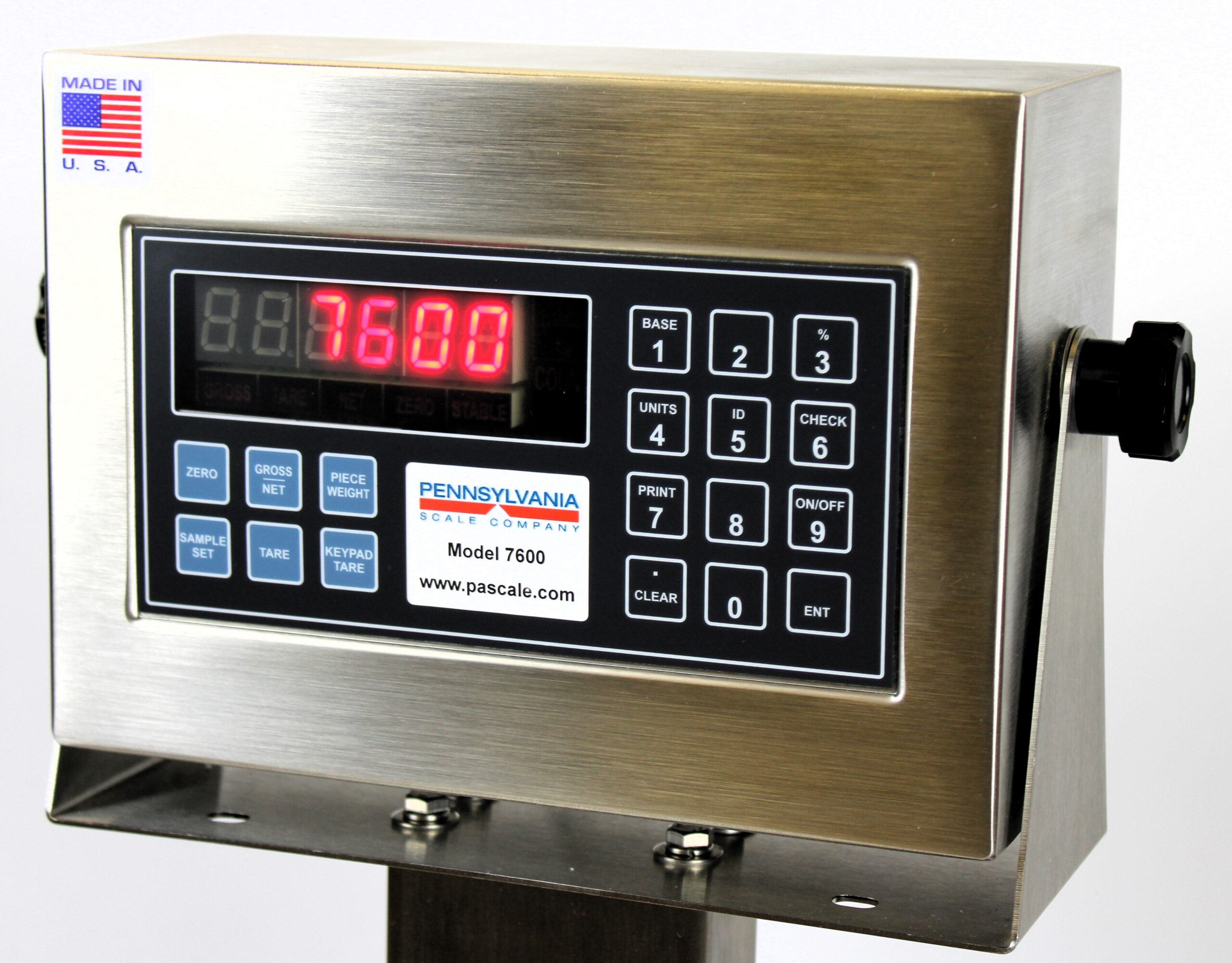 Pennsylvania SS6576-1616-500 WIFI – 16" X 16", 6500 Series Stainless Steel Wash Down Base, 7600/4 WD indicator and 18" SS Column with Wi-Fi option. Wireless ethernet communication with bulkhead mounted antenna, fully networked configurable. Includes software utility for setup and configuration